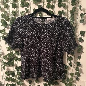 Paper Crane Black and White Floral Blouse